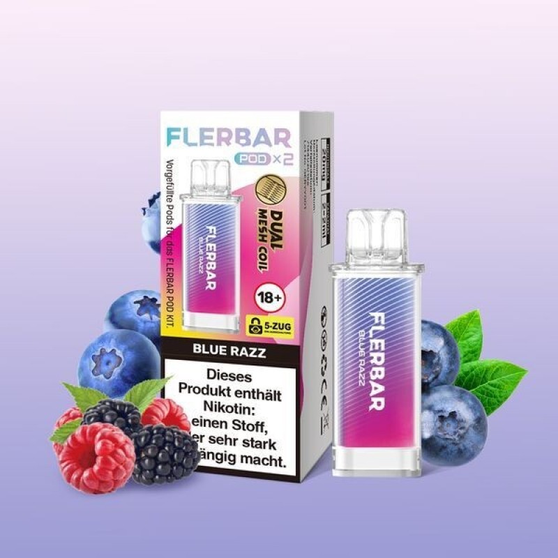 Blue Razz 20mg - Flerbar Pods